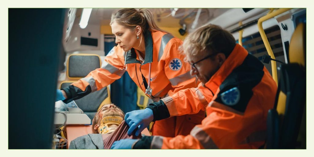 Texas Paramedics and EMTs treating a patient