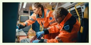 Texas Paramedics and EMTs treating a patient